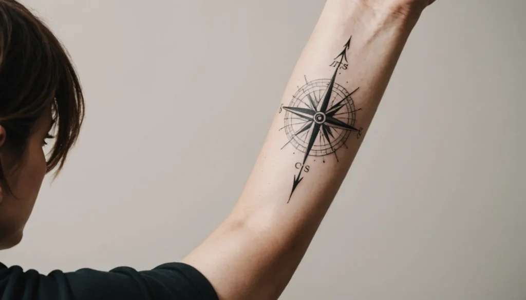 tatouage boussole minimaliste